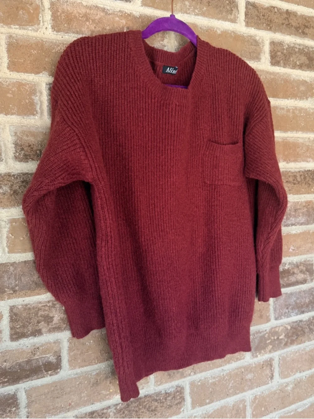 Women’s Ribbed Crewneck Sweater in Deep Wine